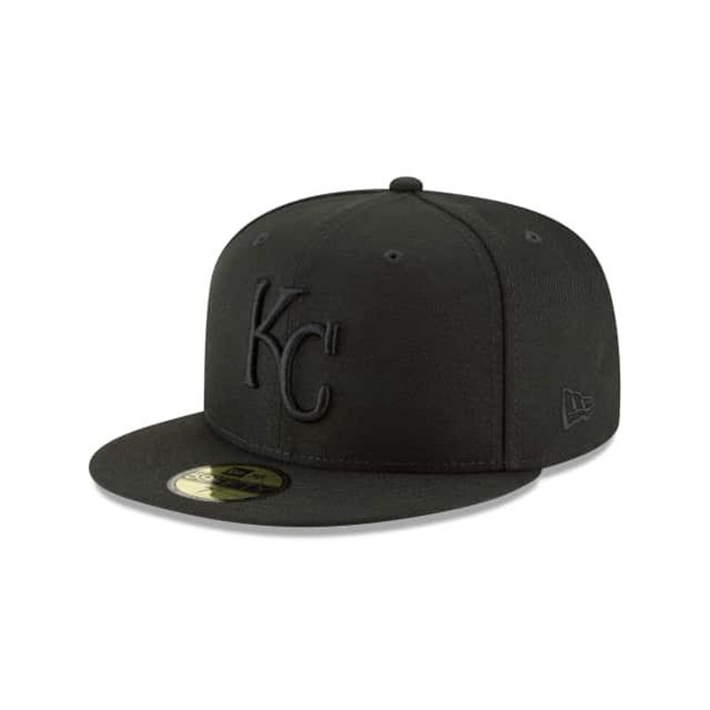 MLB Kansas City Royals Blackout Basic 59Fifty Fitted (MLL0876) - Black New Era Caps